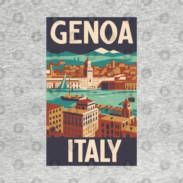 A Vintage Travel Art of Genoa - Italy by goodoldvintage